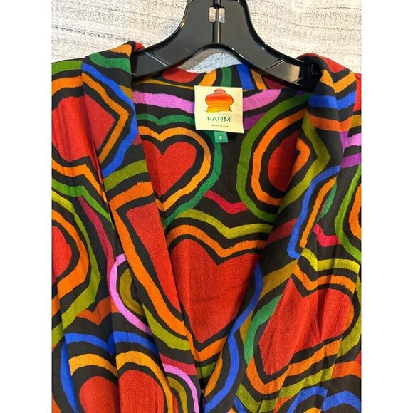 NWOT Farm Rio Rainbow Wild Hearts Maxi Dress Size S - Picture 3 of 4